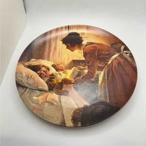 Norman Rockwell "Mother Tucking Children Into Bed" 2009 Decorative Plate